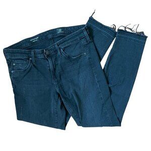 AG Distressed Released Hem The Stilt Cropped Black Jeans